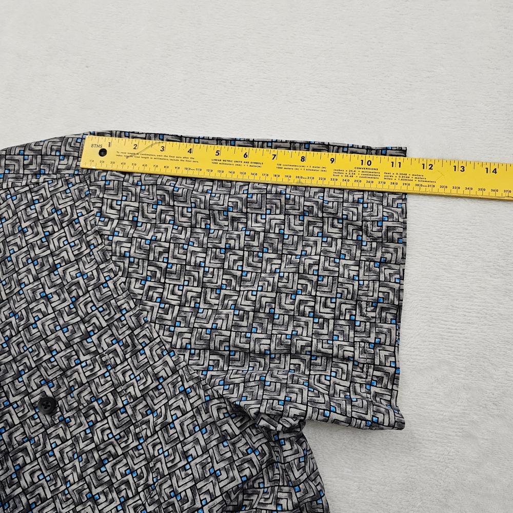 Tommy Bahama Shirt Mens XXL Grey Blue Geometric Silk Hawaiian Resortwear Beach - Picture 8 of 11